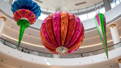 The giant bauble measures 6.59 metres in height, 4.68 metres in width and weighs a whopping 1,100 kilograms.