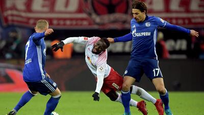 Leipzig's Naby Keita, centre, was impressive against Schalke on Saturday. Clemens Bilan / EPA