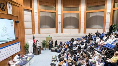 Sheikha Dr Shamma Bint Mohammed Bin Khaled Al Nahyan attends the 9th Annual Kuwait Women Conference, at Kuwait University. Ministry of Presidential Affairs