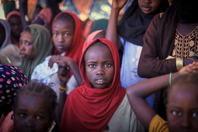 Displaced children at a camp in Tawila, Darfur. Sudan's civil war has displaced about 14 million people. AP