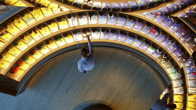 The jerseys of the national football teams of all Fifa’s member countries are shown in the rainbow room at the future Fifa World Football Museum during a media preview in Zurich, Switzerland January 12, 2016. The Fifa World Football Museum will to be open to the public from February 28. Picture rotated 180 degrees. Arnd Wiegmann / Reuters