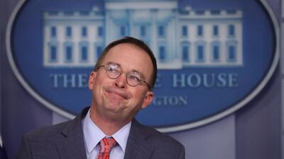 Acting White House Chief of Staff Mick Mulvaney speaks to reporters during a news briefing in Washington on October 17, 2019. Reuters