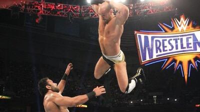 Cesaro, top, will compete at WrestleMania 33 alongside tag team partner Sheamus. Courtesy WWE