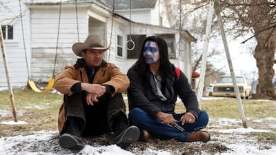 Jeremy Renner, left, and Gil Birmingham in a scene from Wind River. AP