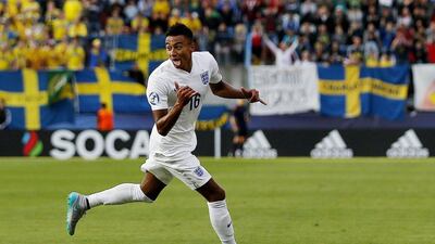 Jesse Lingard celebrates scoring the winning goal for England against Sweden at the Under 21 European Championship on Sunday in the Czech Republic. Lee Smith / Action Images / Reuters / June 21, 2015