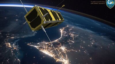 An illustration of the student-built satellite due to launch in June. Courtesy: American University of Ras Al Khaimah