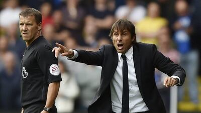 Chelsea manager Antonio Conte shouts instructions to his players. Hannah McKay / Reuters