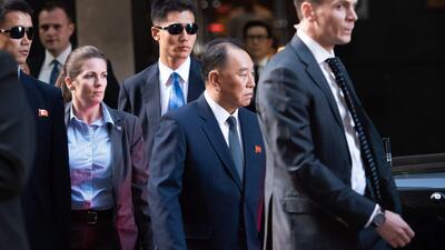 Kim Young Chol, the Vice Chairman of North Korea, leaves the Millennium Hotel in New York. Corey Sipkin/ AFP