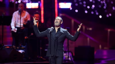Singer Kadim Al Sahir performing as part of the Infinite Nights series at Expo 2020 Dubai. Reuters