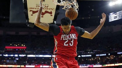 Pelicans forward Anthony Davis dunks against the Nuggets on Wednesday night. Gerald Herbert / AP Photo / October 26, 2016