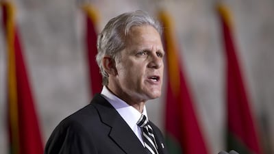 Former Israeli ambassador to the US Michael B. Oren speaks in Washington during an event to commemorate Holocaust victims and survivors on April 2012. Benjamin Myers / Reuters