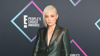 Canadian actress Pom Klementieff wears a longline-jacket Akris pantsuit. Photo / AFP