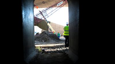 Construction of the Sheikh Zayed Bridge before its inauguration in November 2010.