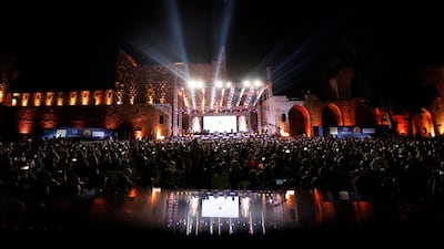 Lebanese singer and artist Carole Samaha sings in the historical citadel of Damascus during the Damascus Castle Festival, in Damascus, Syria, 13 July 2019. Photo: EPA / Youssef Badawi