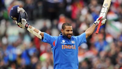 Rain stopped and Dhawan eventually got to his second consecutive century in just his seventh one-day international. The Delhi player had also scored a hundred in the only Test he has played so far. Glyn Kirk / AFP