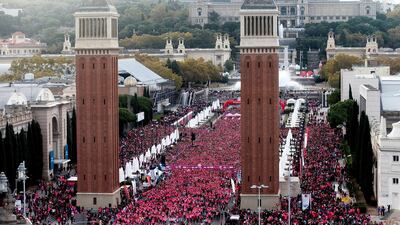 The 'Cursa de la Dona' race, to raise funds for breast cancer research in Barcelona, on Sunday November 17. EPA