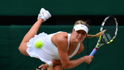Eugenie Bouchard, in action during the 2014 Wimbledon final, has been added to an illustrious line-up at the Dubai Duty Free Tennis Championship. Carl Court / AFP