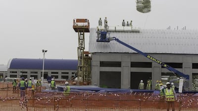 Construction at the night market on Nakheel's Deira Islands project in Dubai. Christopher Pike / The National