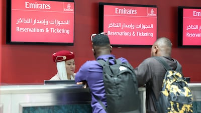 Emirates reported a 7.9 per cent annual rise in staff numbers to reach 74,980 employees. Chris Whiteoak / The National