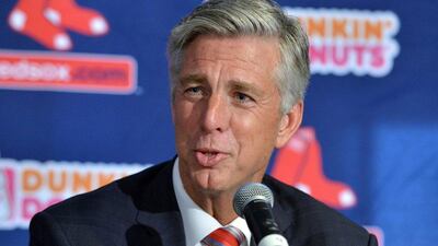 Dave Dombrowski shown on Wednesday at his introductory press conference as new president of baseball operations for the Boston Red Sox. Josh Reynolds / AP / August 19, 2015