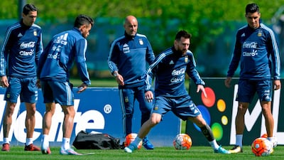 The spotlight will be on Lionel Messi, centre, and whether he can guide Argentina to the 2018 World Cup finals. Alejandro Pagni / AFP