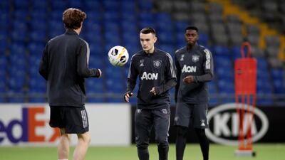 Dylan Levitt during Manchester United's training session at the Astana Arena in Kazakhstan. Reuters