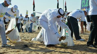 Hundreds of volunteers took part in the clean-up operation at Al Jazeera Al Hamra in Ras Al Khaimah. Courtesy Emirates Environmental Group