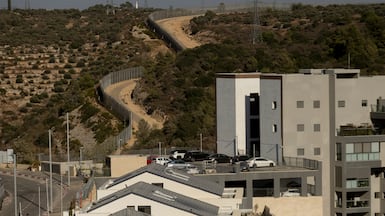 The Israeli separation wall as seen from the illegal settlement of Alfei Menashe in the occupied West Bank. Getty
