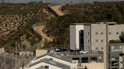 The Israeli separation wall as seen from the illegal settlement of Alfei Menashe in the occupied West Bank. Getty