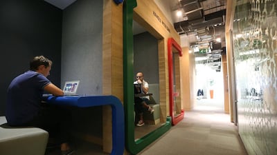 Google’s office at Dubai Internet City has a distinctly informal atmosphere, where work and play can, and very often does, overlap. Satish Kumar / The National