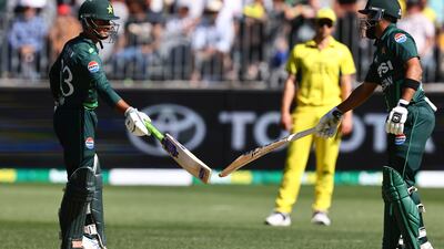 Saim Ayub, left, and Abdullah Shafique guided Pakistan to a series win in Perth. AP
