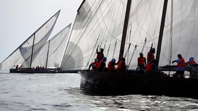 Sailors participate in the annual long-distance dhow sailing race, known as Al Gaffal, near Sir Abu Nair island towards Dubai. AFP