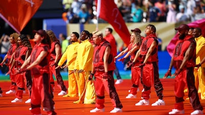 Performers during the spectacular halftime show. Reuters