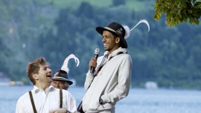 Turki from Saudi Arabia dons a Tyrolean hat to enjoy the festivities.