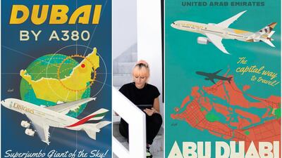 Clare Napper and her retro-style illustrations.