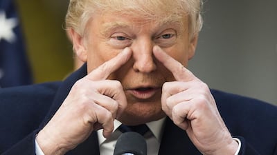 Donald Trump, the leading contender to represent the Republican Party in the US presidential election, appeared on television several times through the day presenting his views on the ISIL threat after the Brussels attacks on March 23, 2016 which killed at least 35 people in a series of bombs at the international airport and metro station. Jim Watson/AFP
