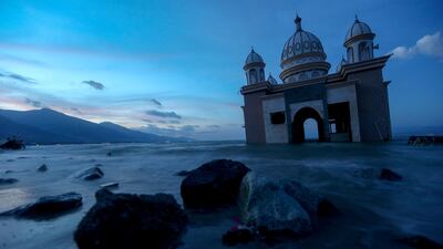 A remains of a mosque destroyed by the earthquake and tsunami is pictured in Palu, Central Sulawesi, Indonesia. Reuters