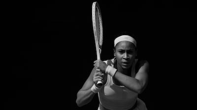 An infrared photo of Coco Gauff returning a shot at the Cincinnati Open in the US. Reuters