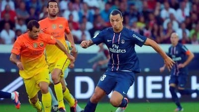 With the first leg tied 2-2, the stage is set for Zlatan Ibrahimovic, right, to shine at Camp Nou. Bertrand Langlois / AFP