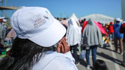 Worshipers attend mass at Zayed Sports City during the Pope's visit. Victor Besa / The National