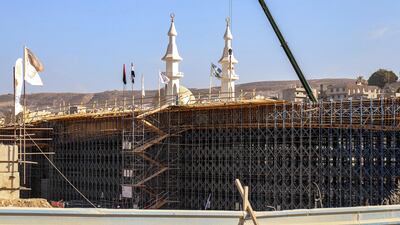 Construction work on a bridge in Derna. AFP