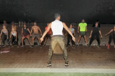 Abdulrahman Al Hashmi during one of the group's training sessions. Chris Whiteoak / The National