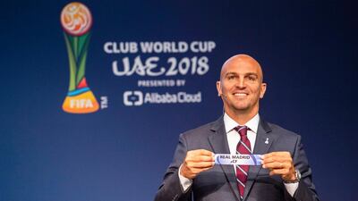 Former Real Madrid, Inter Milan and Argentina midfielder Esteban Cambiasso takes part in the draw for the Fifa Club World Cup UAE 2018. EPA
