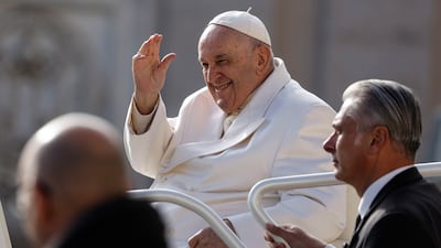 Pope Francis during his weekly general audience in St Peter Square at the Vatican on Wednesday. EPA