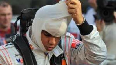 Lewis Hamilton, preparing for the start yesterday, will be a big threat again next season.