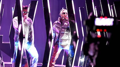 Bad Bunny and Jhay Cortez perform onstage during the 63rd Annual Grammy Awards on March 14, 2021. EPA