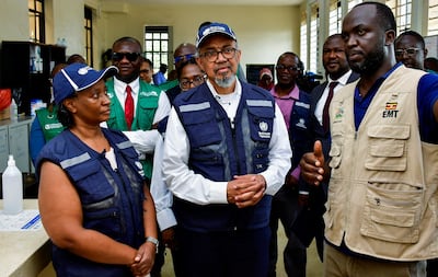 DR Tedros Adhanom Ghebreyesus, director general of the World Health Organisation, visits a medical centre in Uganda during the latest Ebola outbreak. Reuters