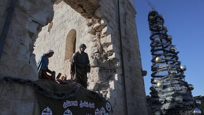 A nativity scene outside St George's Church in Yaroun, southern Lebanon. EPA