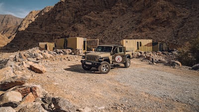 The camp is set among the rocky terrain of Jebel Jais, the UAE's highest mountain range