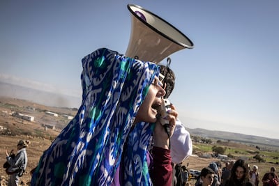 A demonstration against the expulsion of a Bedouin community near Jericho. AFP